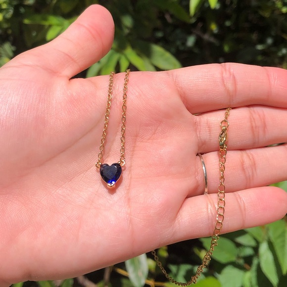 Jewelry - 18K Gold Plated Blue Diamond Necklace